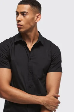 Short Sleeve Slim Fit Shirt | BoohooMAN UK
