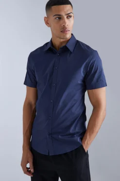 Short Sleeve Slim Fit Shirt | BoohooMAN UK