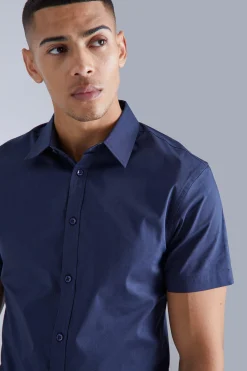 Short Sleeve Slim Fit Shirt | BoohooMAN UK