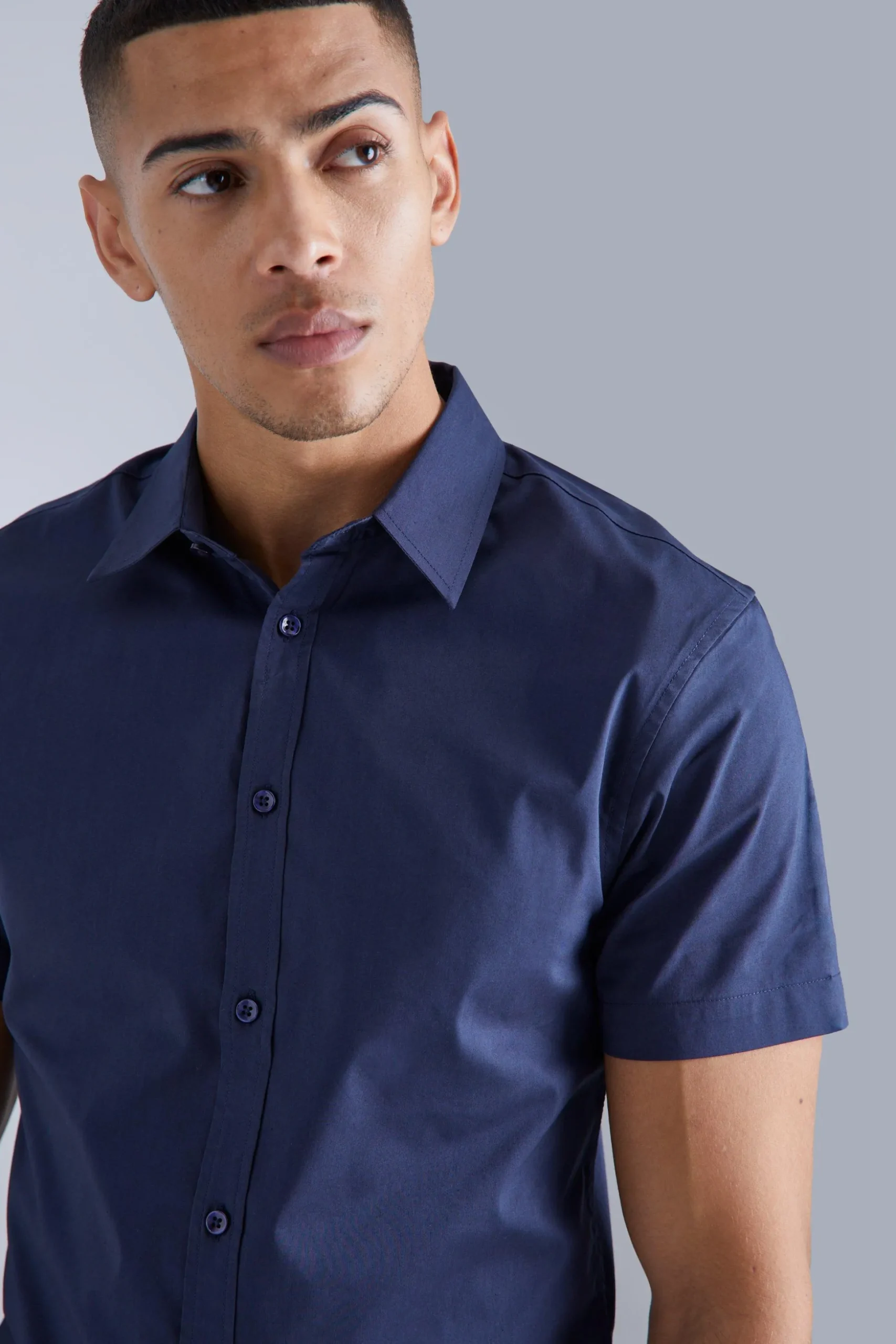 Short Sleeve Slim Fit Shirt | BoohooMAN UK
