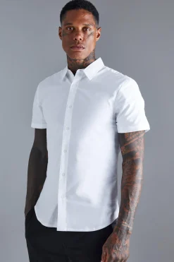 Short Sleeve Slim Shirt | BoohooMAN UK