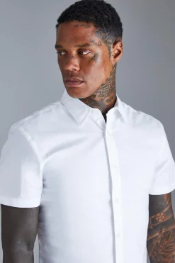 Short Sleeve Slim Shirt | BoohooMAN UK