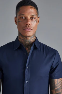 Short Sleeve Slim Shirt | BoohooMAN UK