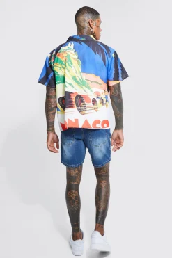 Short Sleeve Slub Boxy Graphic Shirt | BoohooMAN UK