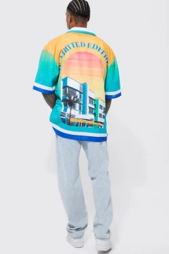 Short Sleeve Slub Boxy Oversized Graphic Shirt | BoohooMAN UK