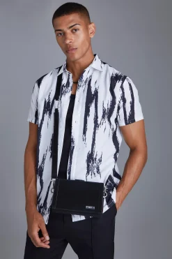 Short Sleeve Slub Large Scale Aztec Shirt | BoohooMAN UK