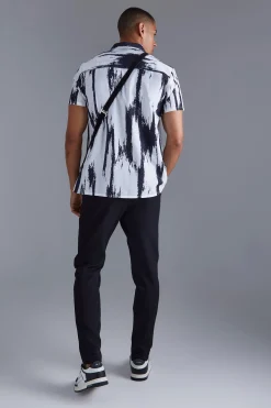 Short Sleeve Slub Large Scale Aztec Shirt | BoohooMAN UK
