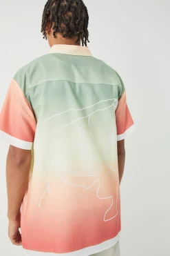 Short Sleeve Slub Ombre Line Shirt | BoohooMAN UK