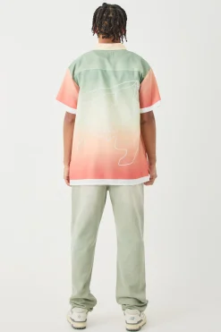 Short Sleeve Slub Ombre Line Shirt | BoohooMAN UK