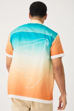 Short Sleeve Slub Ombre Line Shirt | BoohooMAN UK