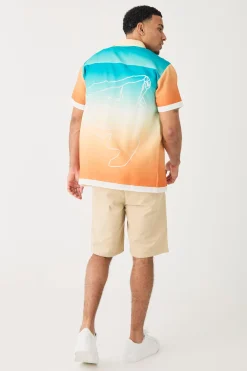 Short Sleeve Slub Ombre Line Shirt | BoohooMAN UK
