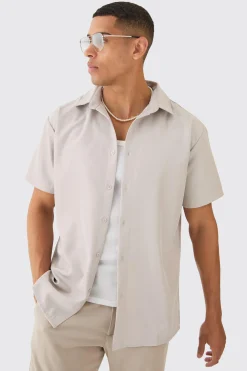 Short Sleeve Soft Twill Oversized Shirt | BoohooMAN UK
