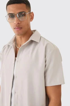 Short Sleeve Soft Twill Oversized Shirt | BoohooMAN UK