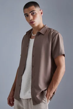 Short Sleeve Soft Twill Smart Shirt | BoohooMAN UK