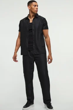 Short Sleeve Soft Twill Smart Shirt & Trouser | BoohooMAN UK