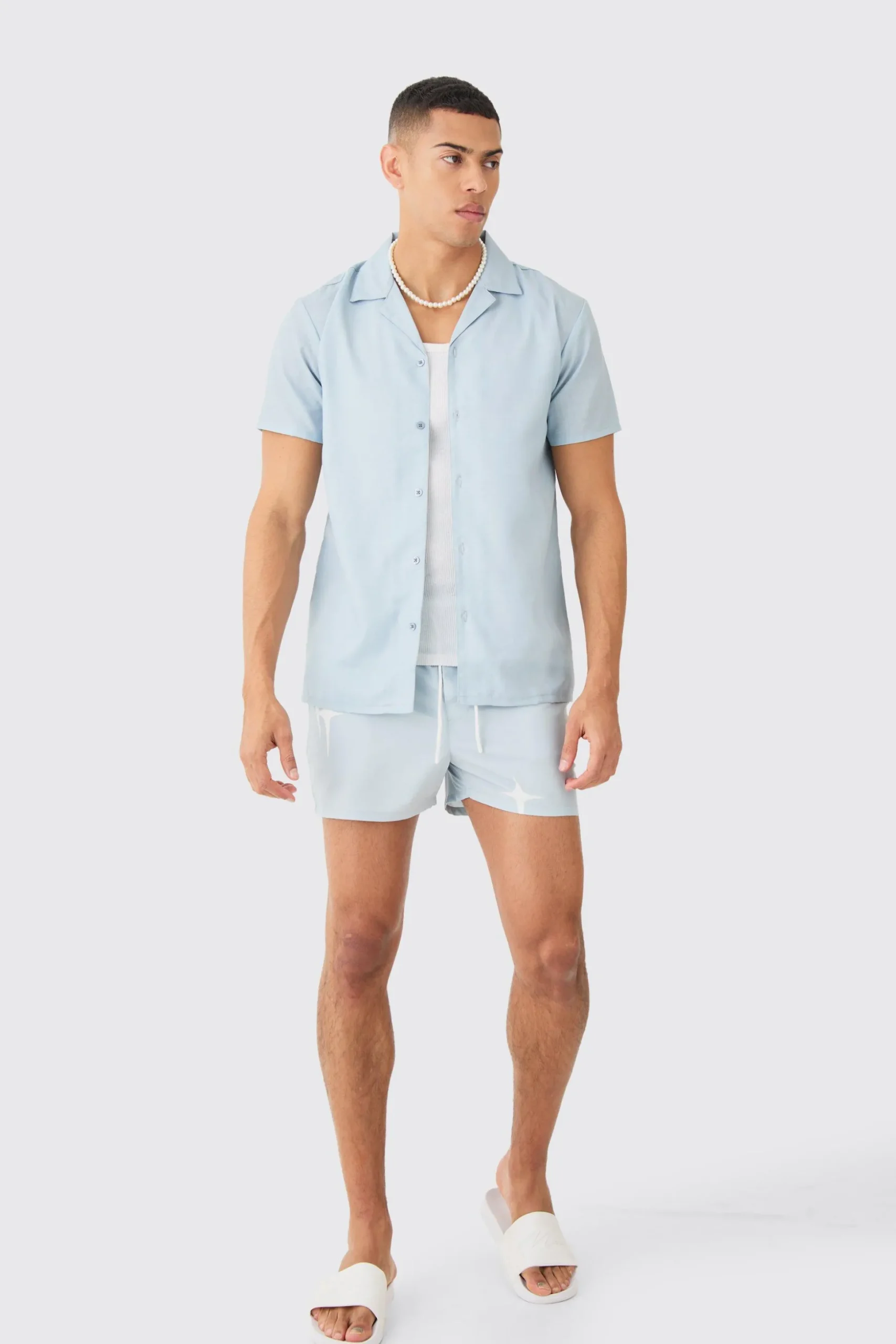 Short Sleeve Star Shirt & Swim Set | BoohooMAN UK
