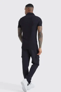 Short Sleeve Stretch Fit Jersey Shirt | BoohooMAN UK
