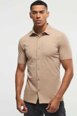 Short Sleeve Stretch Fit Jersey Shirt | BoohooMAN UK