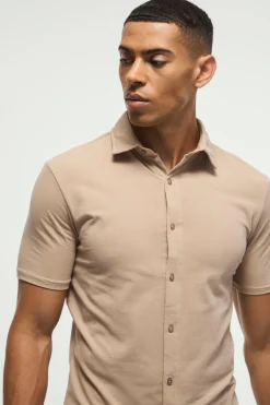 Short Sleeve Stretch Fit Jersey Shirt | BoohooMAN UK