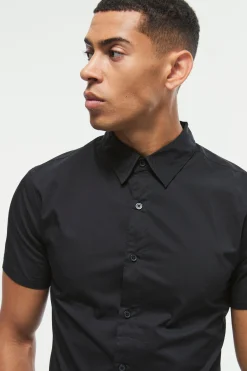Short Sleeve Stretch Fit Shirt | BoohooMAN UK