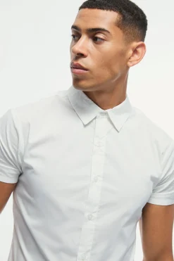 Short Sleeve Stretch Fit Shirt | BoohooMAN UK