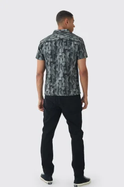 Short Sleeve Textured Jacquard Shirt | BoohooMAN UK