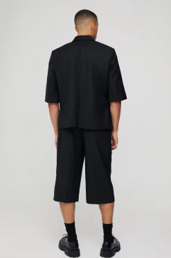 Short Sleeve Tie Side Oversized Blazer | BoohooMAN UK