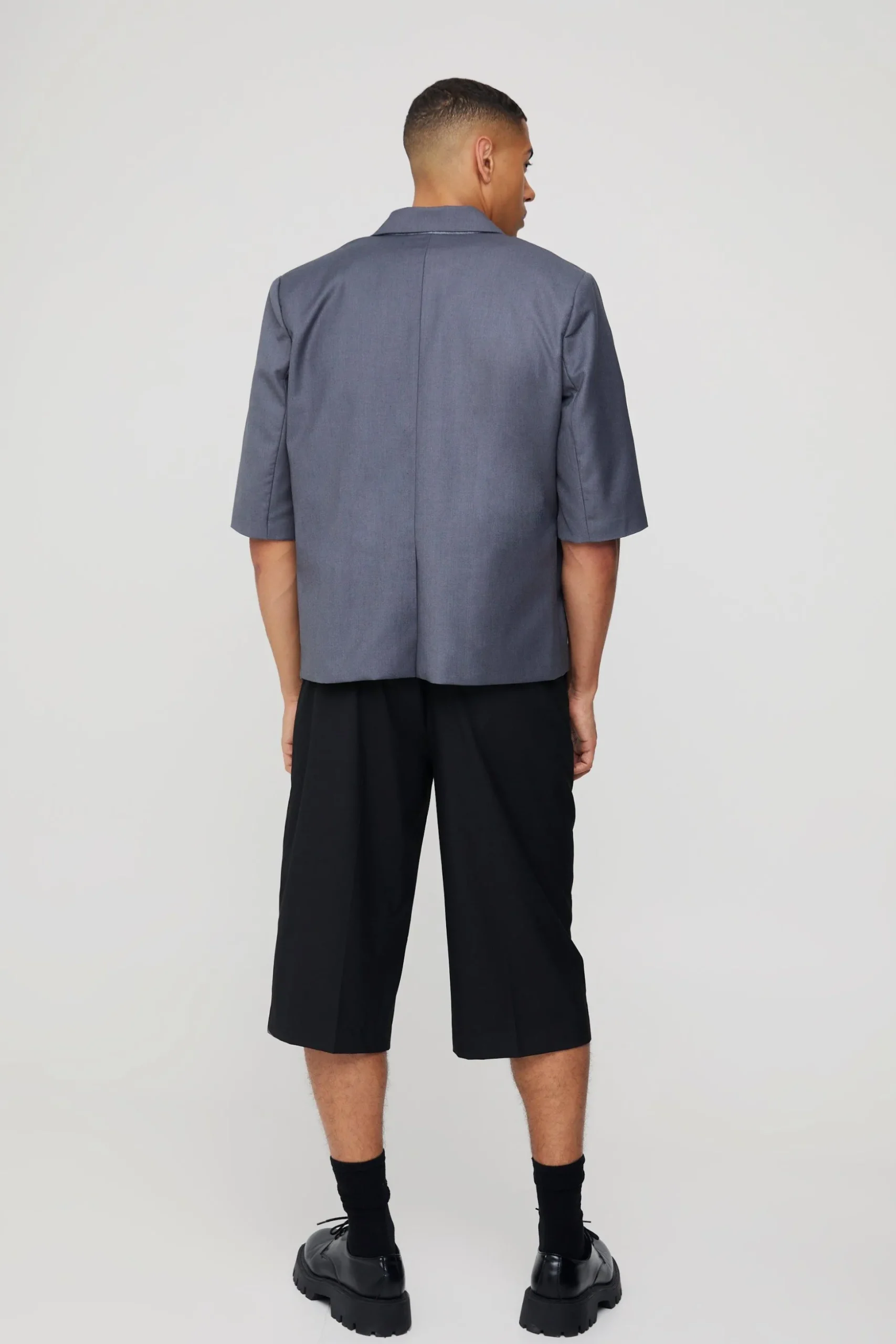 Short Sleeve Tie Side Oversized Blazer | BoohooMAN UK