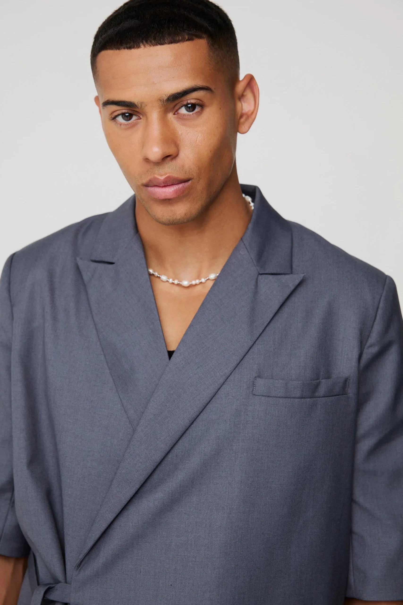Short Sleeve Tie Side Oversized Blazer | BoohooMAN UK
