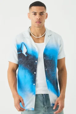 Short Sleeve Viscose Burnt Ombre Shirt | BoohooMAN UK