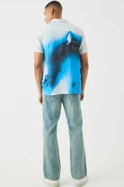 Short Sleeve Viscose Burnt Ombre Shirt | BoohooMAN UK
