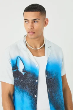 Short Sleeve Viscose Burnt Ombre Shirt | BoohooMAN UK