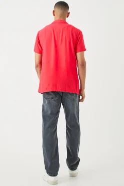Short Sleeve Viscose Line Flower Shirt | BoohooMAN UK