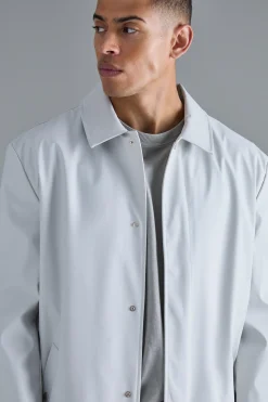 Shower Proof Mid Length Mac | BoohooMAN UK