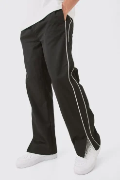 Side Stripe Split Hem Straight Leg Trousers | BoohooMAN UK