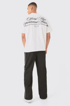 Side Stripe Split Hem Straight Leg Trousers | BoohooMAN UK