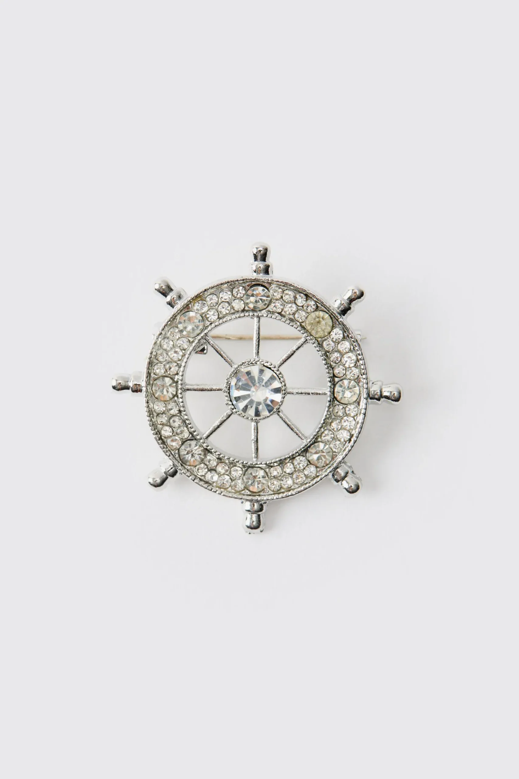 Silver Compass Brooch | BoohooMAN UK