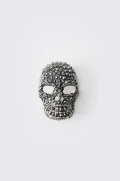 Silver Skull Brooch | BoohooMAN UK