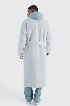 Single Breasted Brushed Wool Look Belted Overcoat | BoohooMAN UK