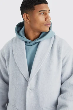 Single Breasted Brushed Wool Look Belted Overcoat | BoohooMAN UK