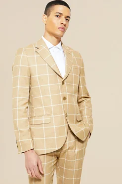 Single Breasted Check Slim Suit Jacket | BoohooMAN UK
