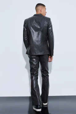 Single Breasted Cut Out Pu Blazer | BoohooMAN UK