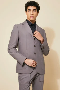 Single Breasted Patch Pocket Slim Suit Jacket | BoohooMAN UK