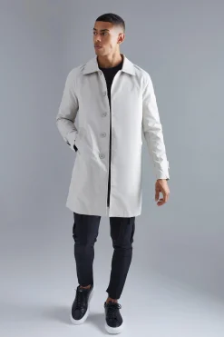 Single Breasted Poly Twill Mac | BoohooMAN UK