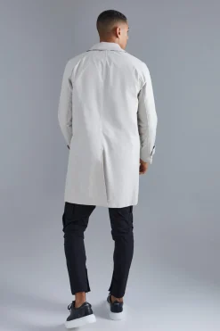 Single Breasted Poly Twill Mac | BoohooMAN UK