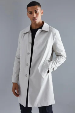 Single Breasted Poly Twill Mac | BoohooMAN UK