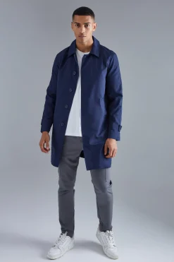 Single Breasted Poly Twill Mac | BoohooMAN UK