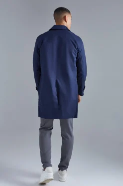Single Breasted Poly Twill Mac | BoohooMAN UK
