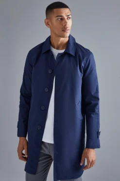 Single Breasted Poly Twill Mac | BoohooMAN UK