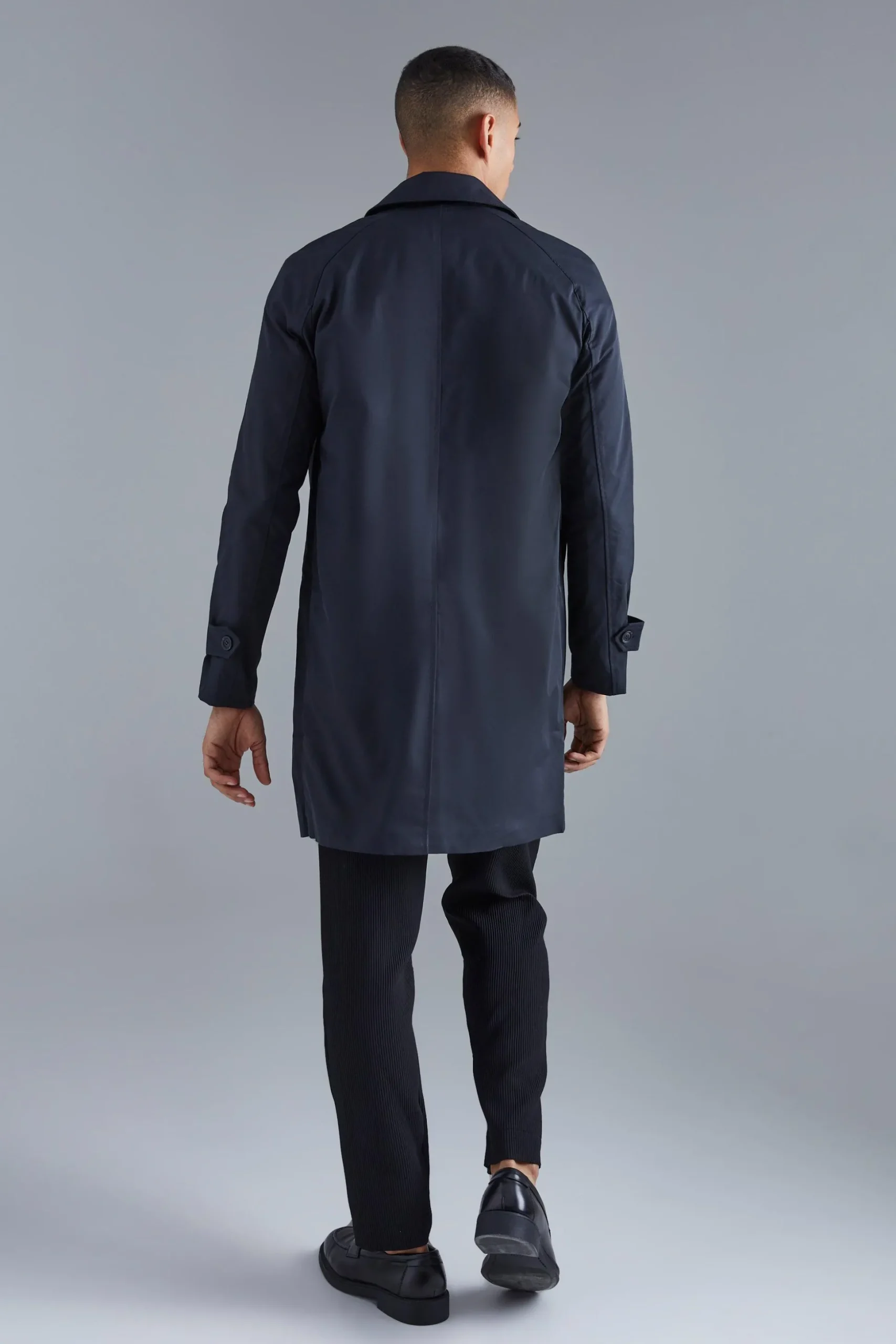 Single Breasted Poly Twill Mac | BoohooMAN UK